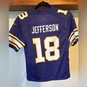 NFL Kids Purple Jefferson #18 Football Jersey with White & Gold Trim